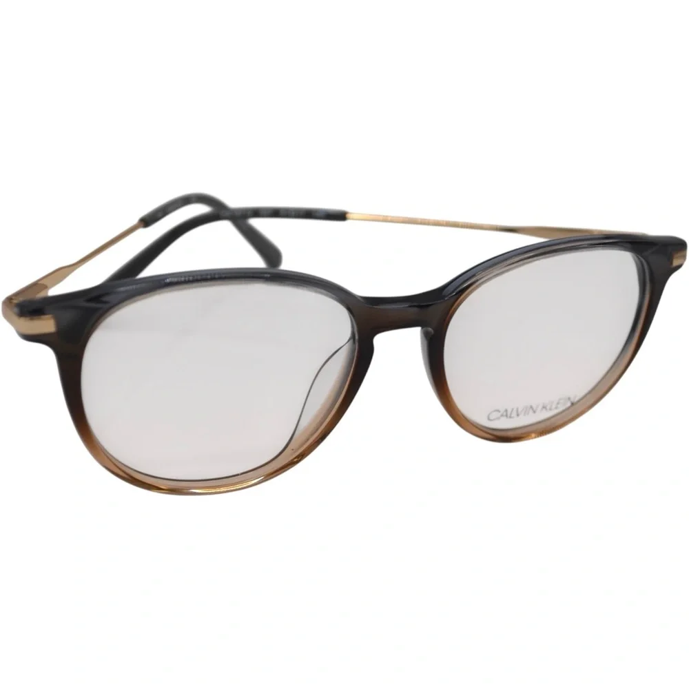 Calvin Klein Women’s Eyeglasses | Crystal Grey | Round Full Rim | 51–17–140